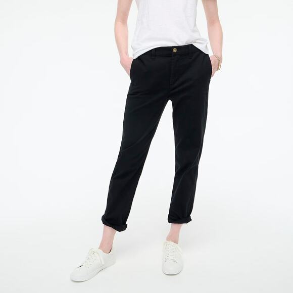 J. Crew High Rise Girlfriend Chino Pants Petite Mid Rise Straight Black NWT 6P - Picture 1 of 10